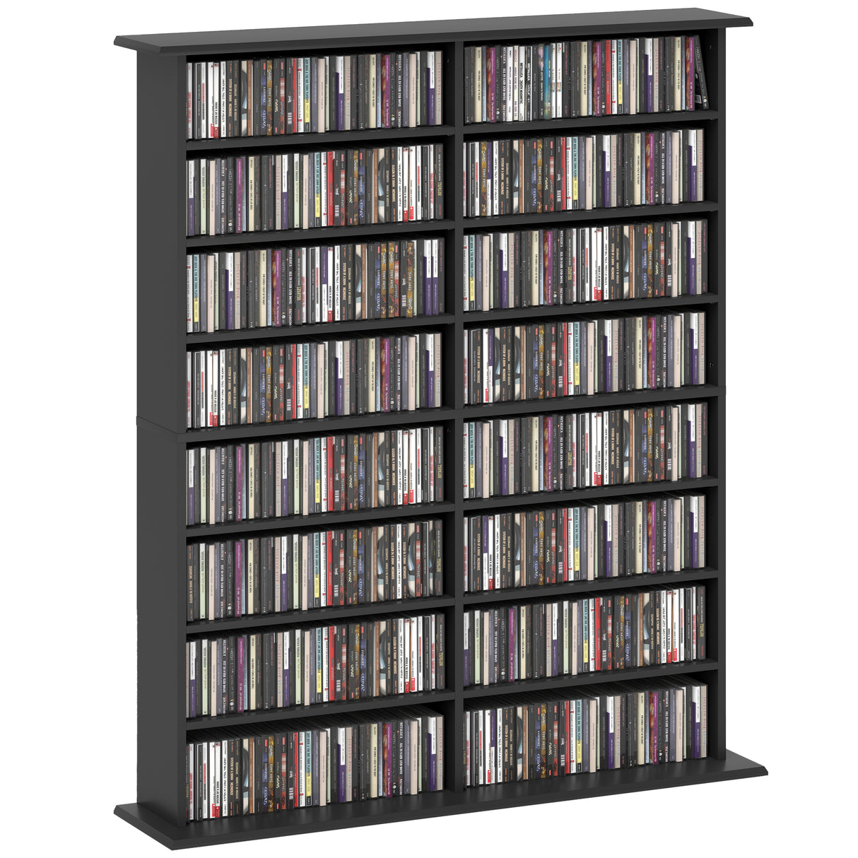 easycomfort easycomfort mobile libreria porta cd a 16 ripiani dal design moderno in legno 106 5x24x123 7 cm nero