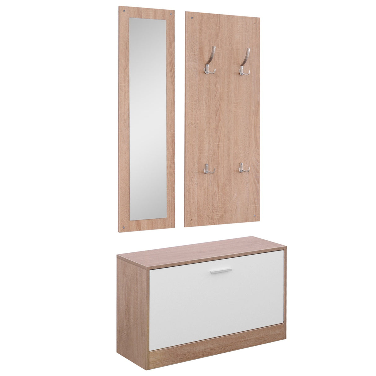easycomfort easycomfort mobile per ingresso in legno set 3 pezzi con scarpiera appendiabiti e specchio 80x27x46 5cm color legno ean 8054111847452