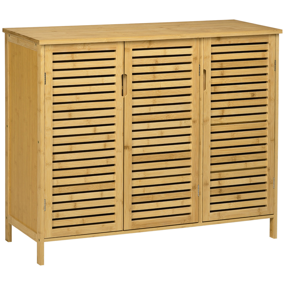 easycomfort easycomfort mobile scarpiera a 8 ripiani su 3 livelli con maniglie in bambu 100x35x80 cm color legno