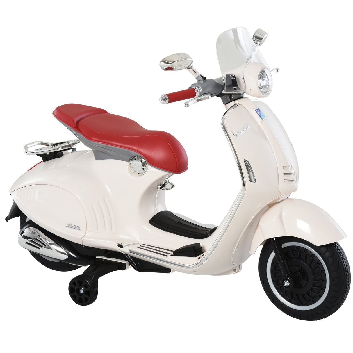 easycomfort easycomfort moto elettrica per bambini con licenza ufficiale vespa 2 rotelle luci e suoni 108x49x75 cm bianca