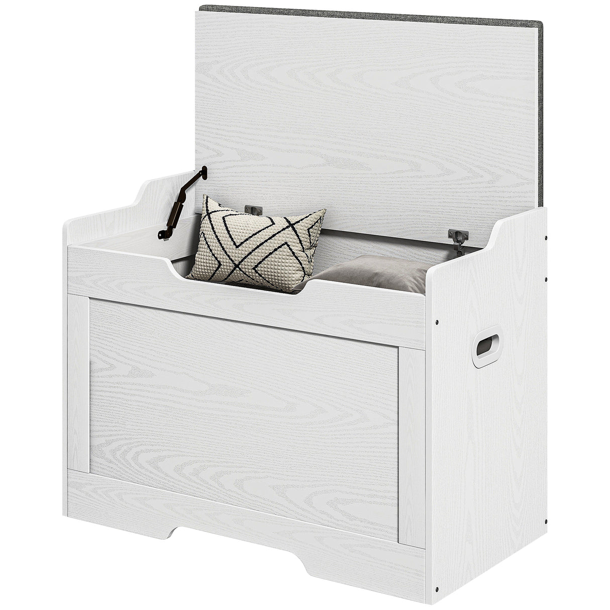 easycomfort easycomfort panca contenitore da 103l multifunzione in legno con cuscino in tessuto 75x40x56cm bianco