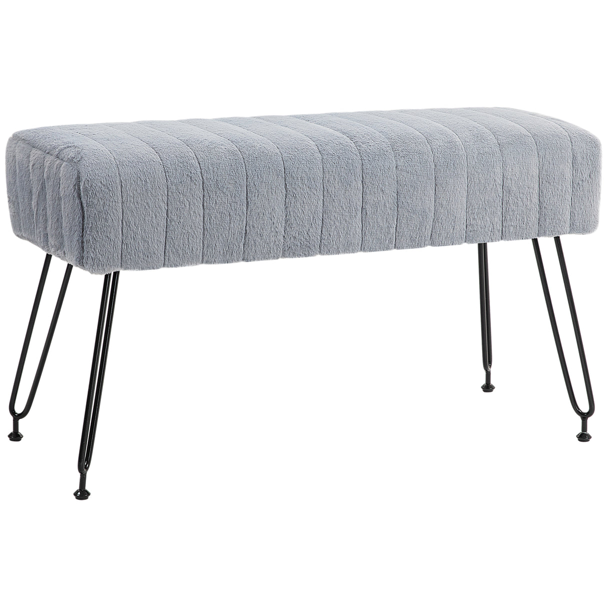 easycomfort easycomfort panca fondo letto imbottita in peluche legno e metallo 82x30x47 cm grigia e nera