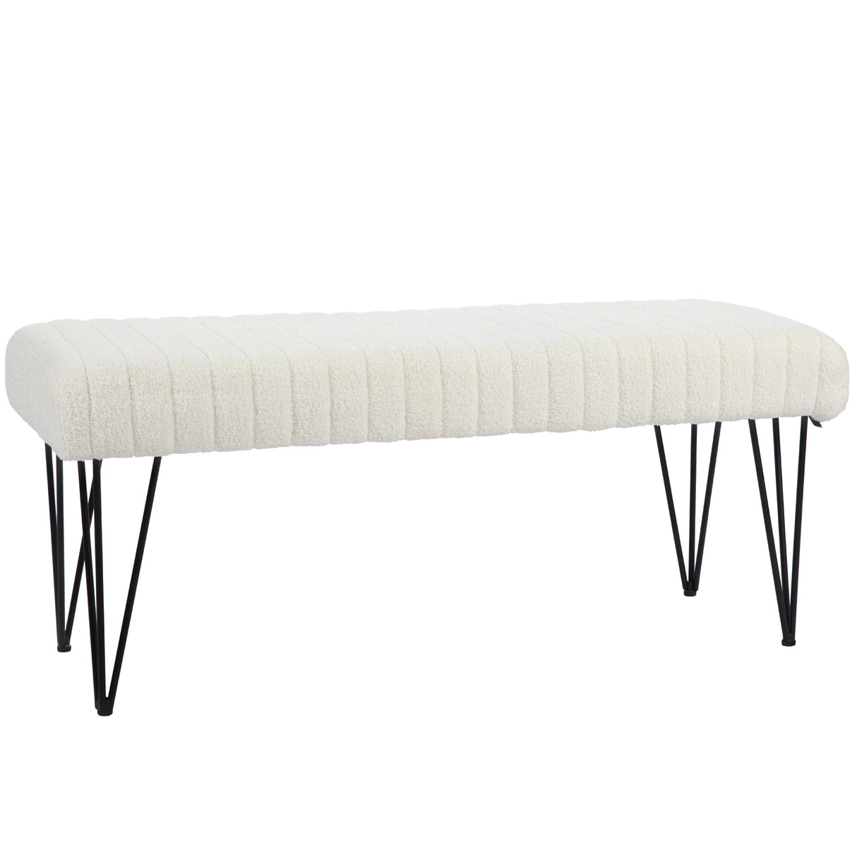 easycomfort easycomfort panca fondoletto moderna con gambe a forcina in tessuto effetto ciniglia legno e metallo 118 5x46x49 5 cm crema