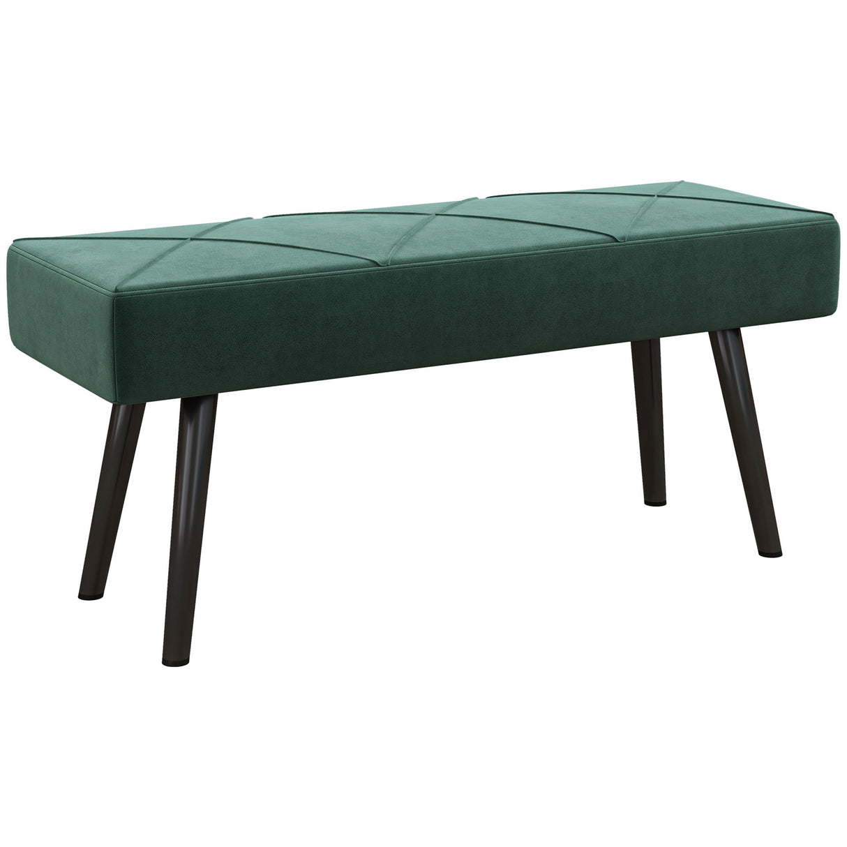 easycomfort easycomfort panca imbottita fondoletto in tessuto effetto velluto e acciaio 100x36x45 cm verde e nero