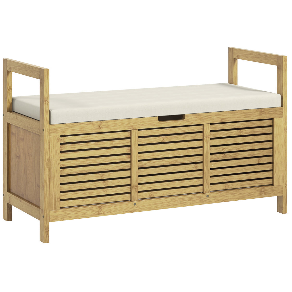 easycomfort easycomfort panca scarpiera a doghe da ingresso con design a ribalta in legno di bambu 100x40x60 cm