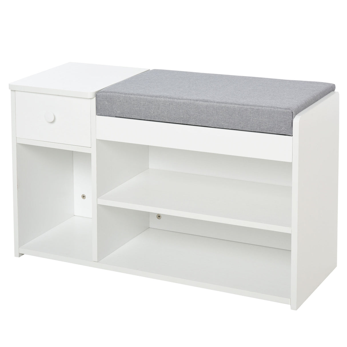 easycomfort easycomfort panca scarpiera con cuscino cassetto e 3 vani aperti in legno 81x31 5x49cm bianco
