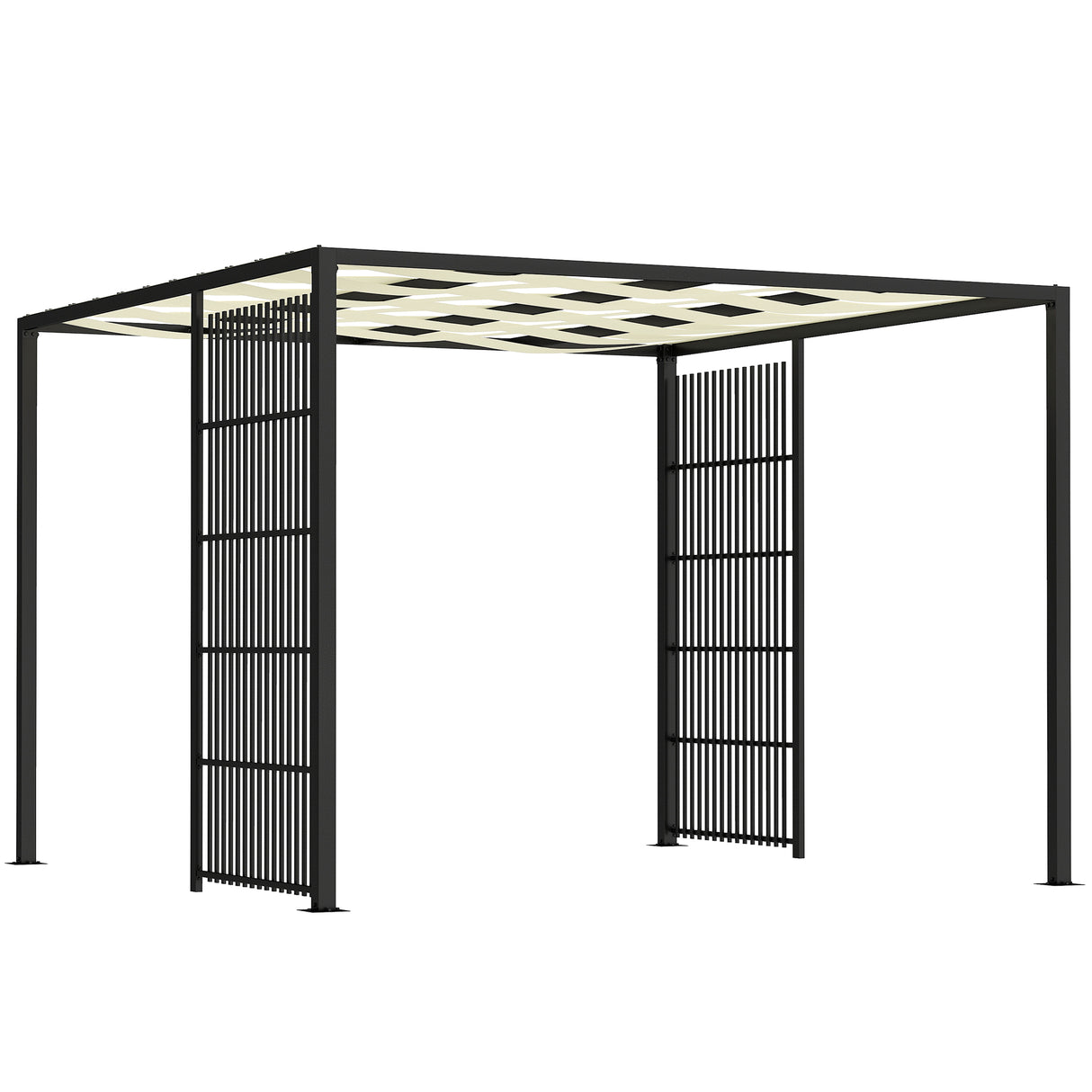 easycomfort easycomfort pergola per esterno 3x3 m con copertura ondulata e pannelli laterali in metallo e poliestere nero