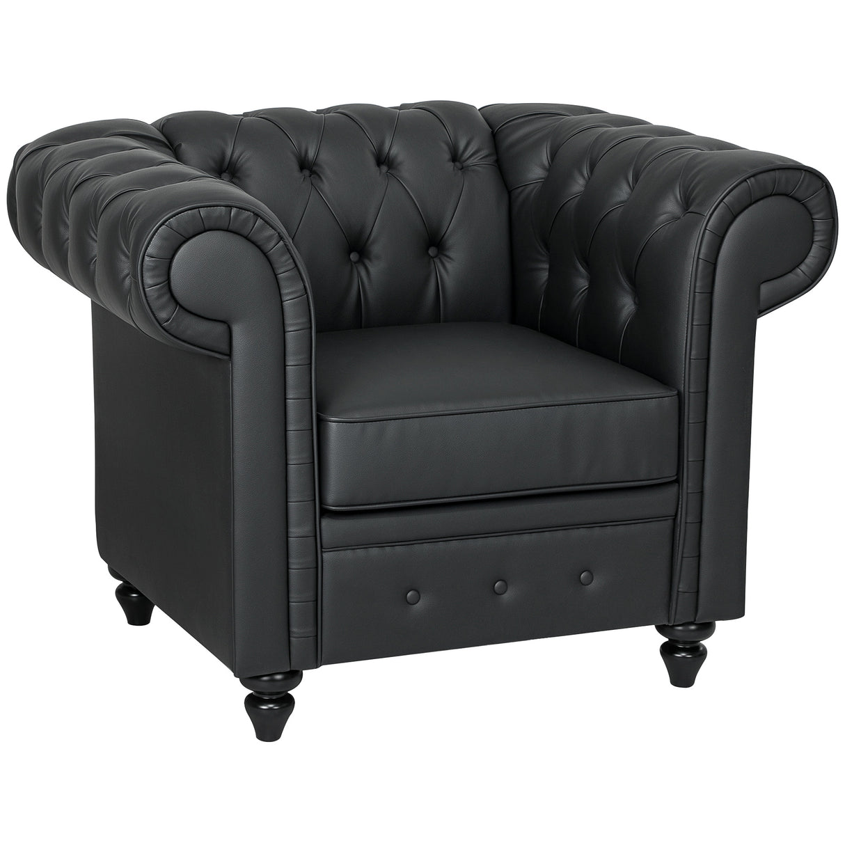 easycomfort easycomfort poltrona da salotto stile chesterfield in finta pelle pu con gambe in legno nero