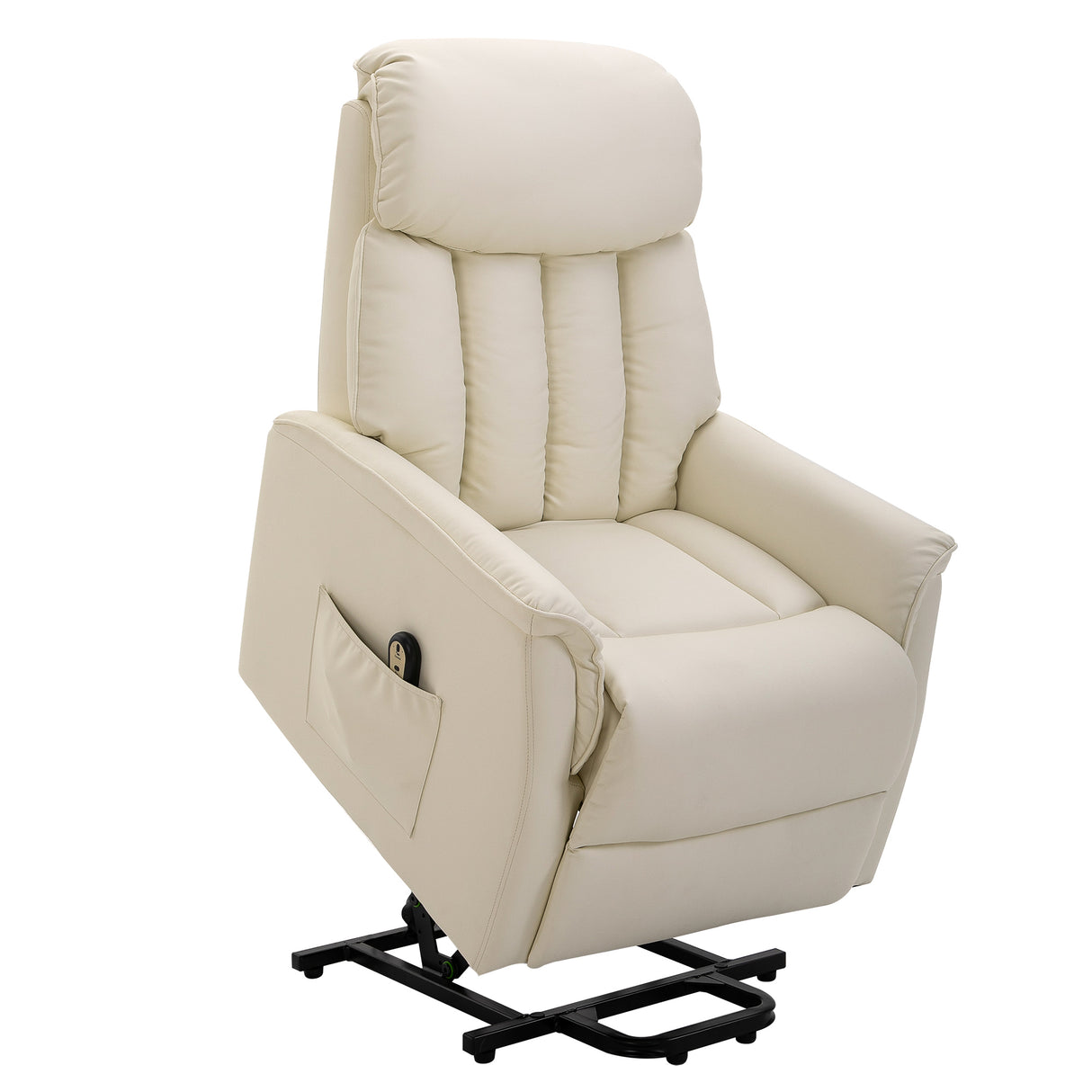 easycomfort easycomfort poltrona elettrica alzapersone reclinabile 145 poltrona relax elettrica in pelle pu con telecomando tasche laterali e poggiapiedi integrato crema ean 8055776913964