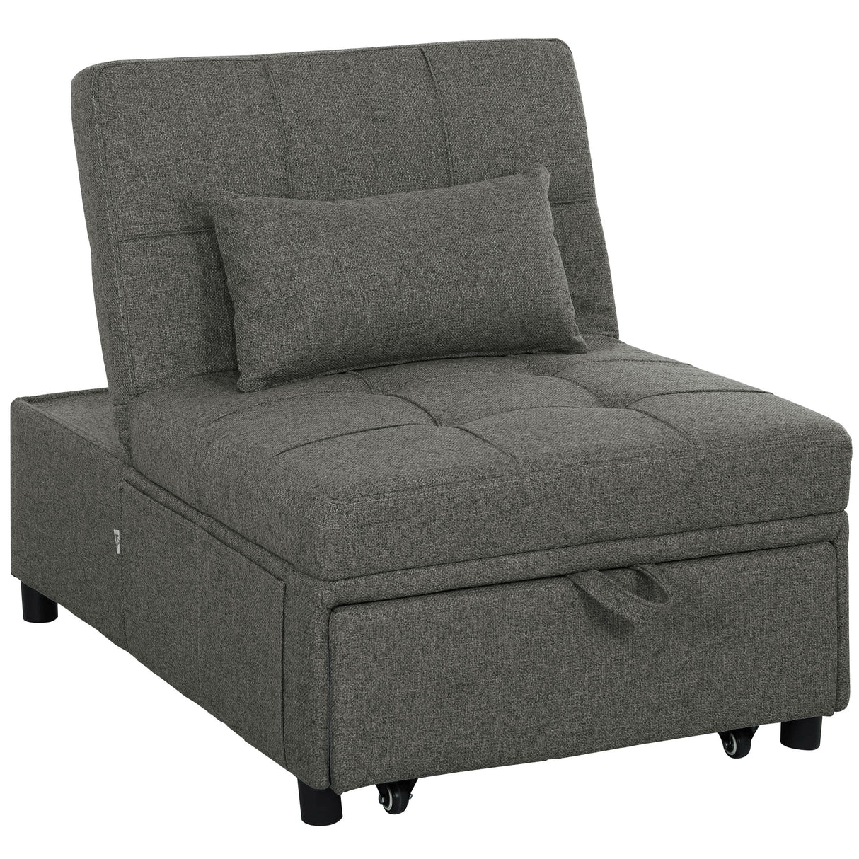 easycomfort easycomfort poltrona letto 4 in 1 convertibile in chaise longue e poggiapiedi con sistema clic clac grigio