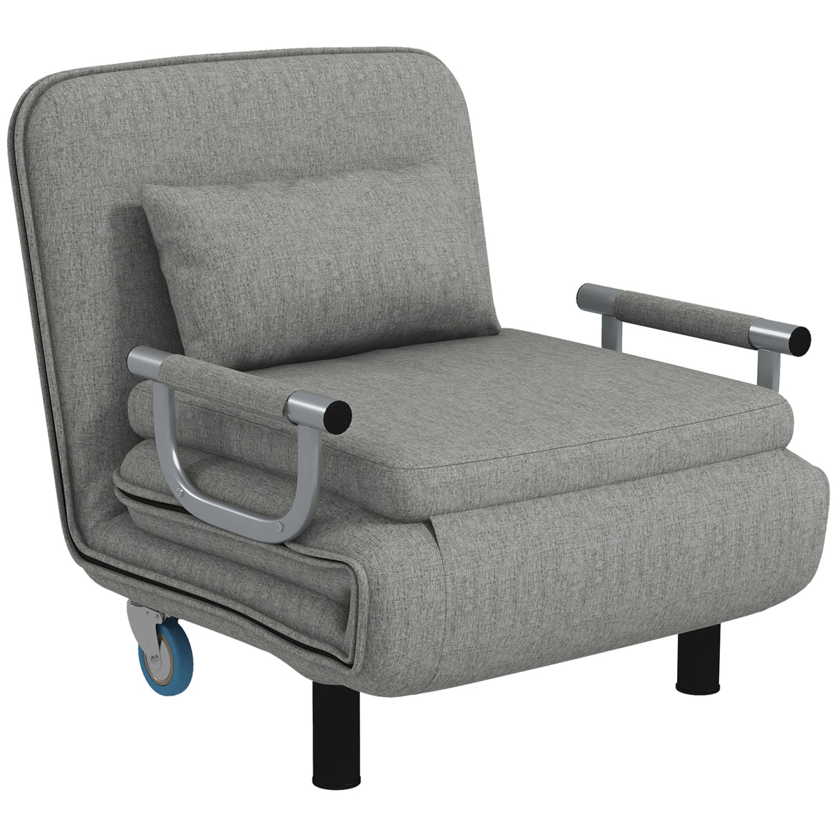 easycomfort easycomfort poltrona letto singolo e chaise longue in tessuto con schienale regolabile a 3 livelli grigio