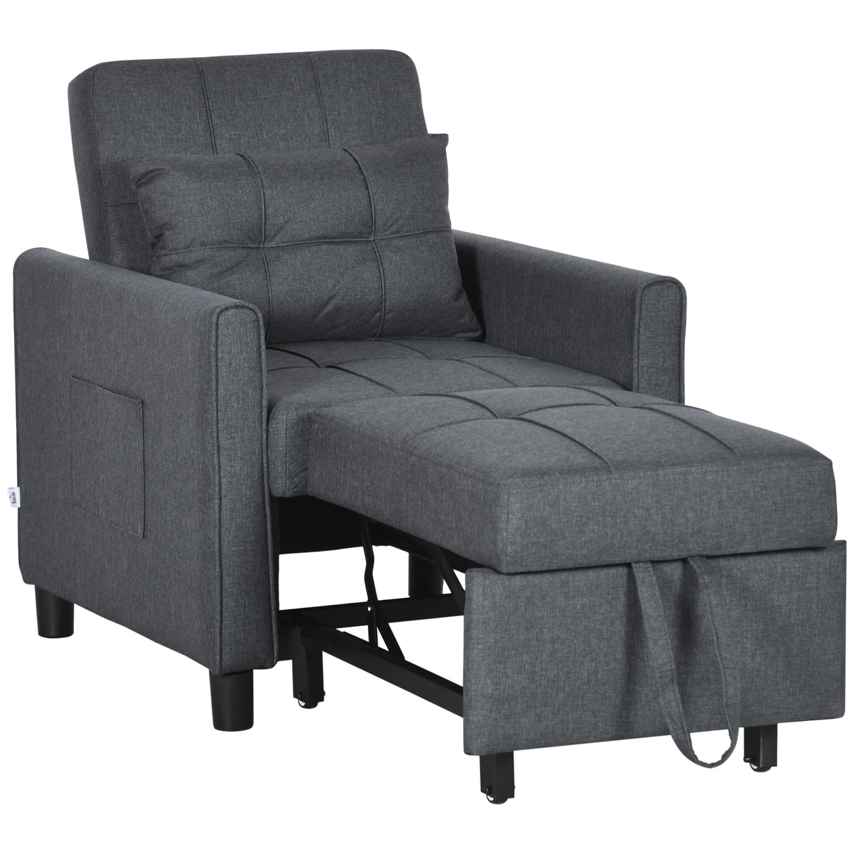 easycomfort easycomfort poltrona letto singolo reclinabile su 3 livelli con cuscino extra 69x82x85cm grigio