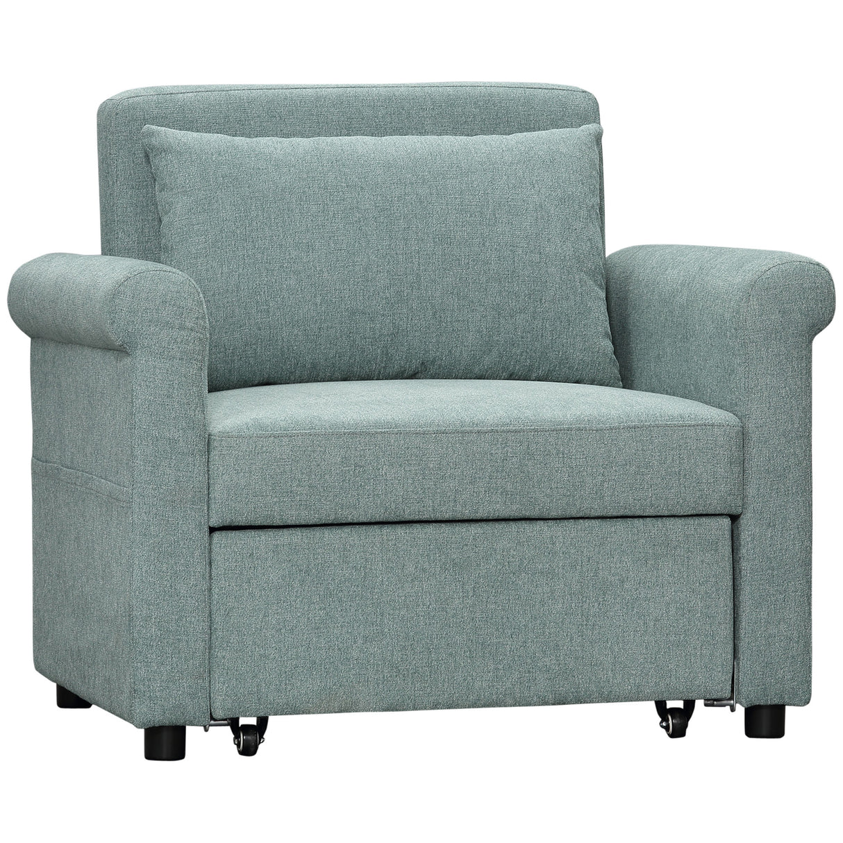 easycomfort easycomfort poltrona letto singolo salvaspazio reclinabile su 4 livelli con seduta imbottita 96x84 5x87 5cm verde