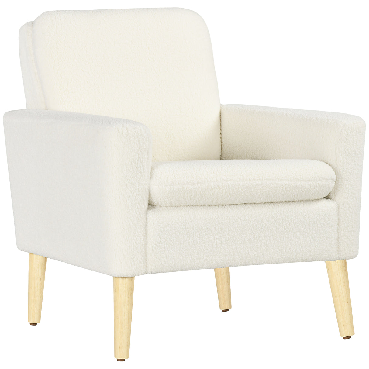 easycomfort easycomfort poltrona per salotto imbottita poltrona moderna in pile e legno 75x78x81 cm bianco crema