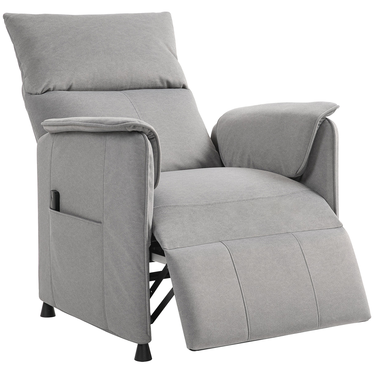 easycomfort easycomfort poltrona reclinabile elettrica con telecomando e poggiapiedi in tessuto effetto velluto 80x83x104 cm grigio