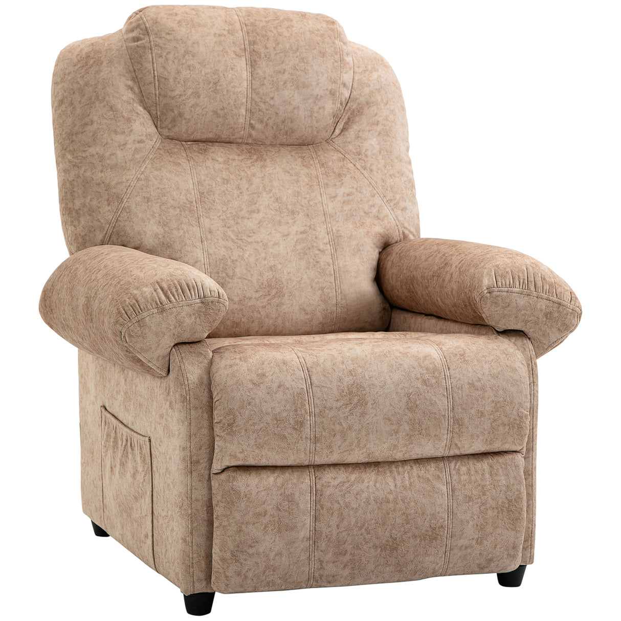 easycomfort easycomfort poltrona relax reclinabile manuale in tessuto con poggiapiedi estraibile e tasca laterale beige