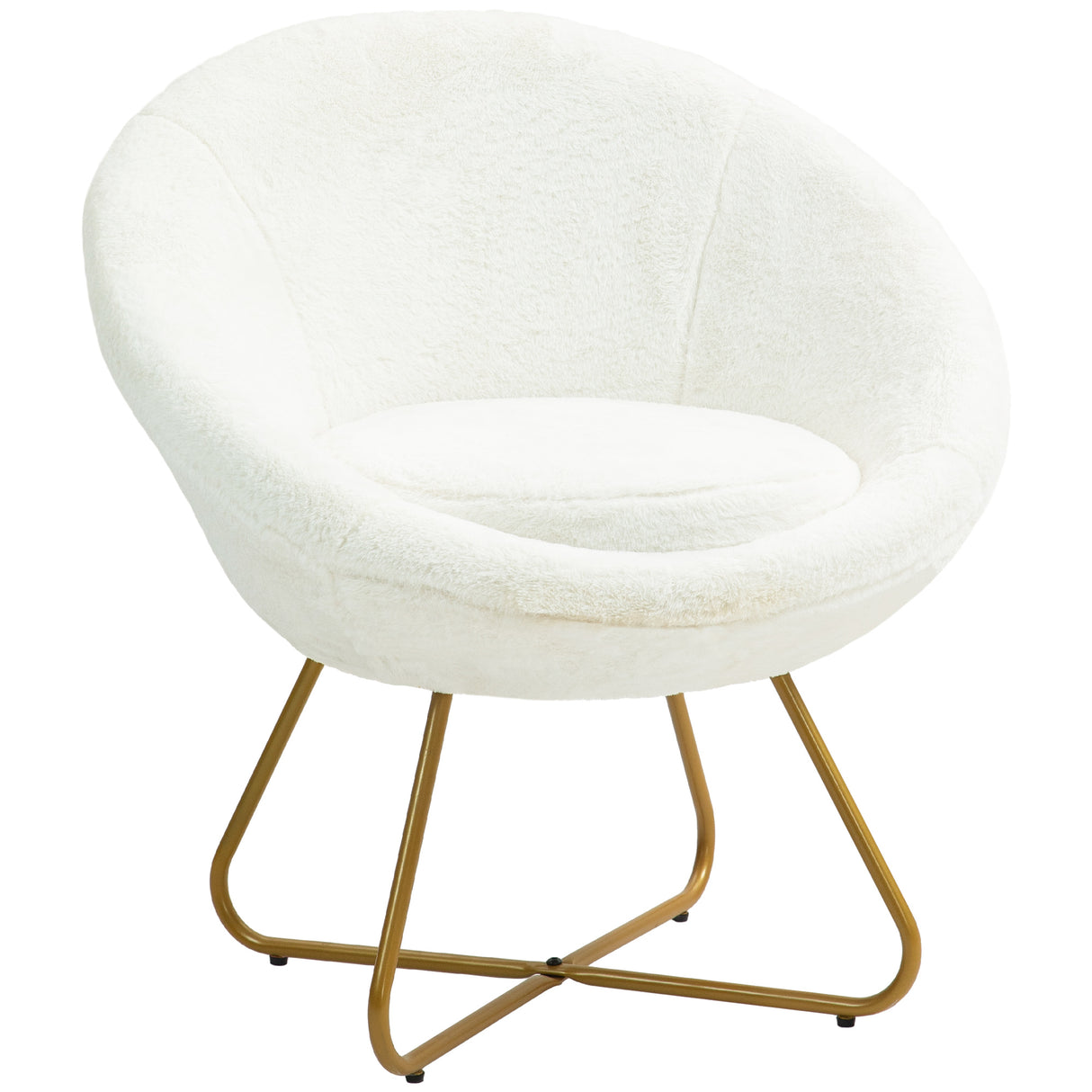 easycomfort easycomfort poltroncina da camera in finta pelliccia con gambe in metallo 75x66x79 cm bianco