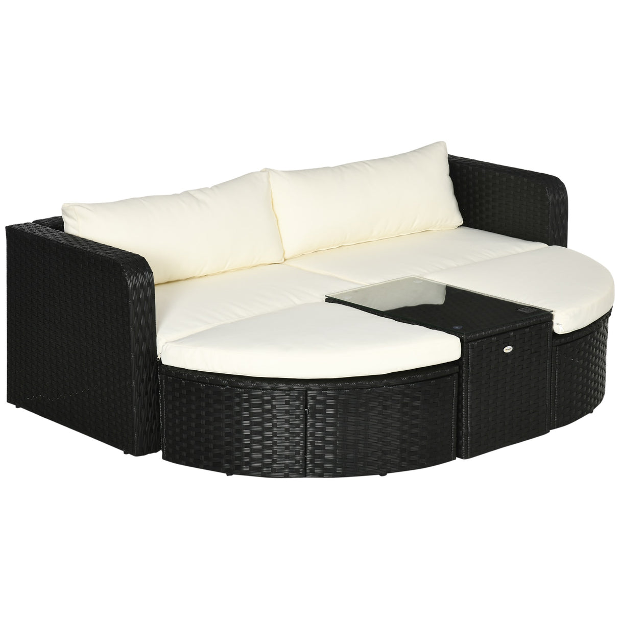 easycomfort easycomfort salotto da giardino con 2 poltrone e 2 poggiapiedi in rattan pe tavolino in vetro nero
