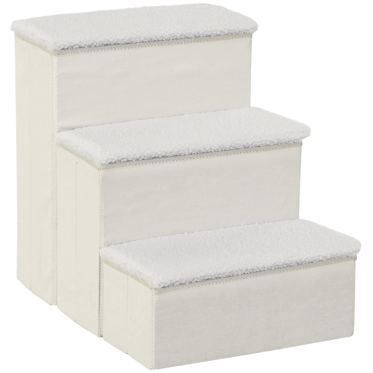 easycomfort easycomfort scaletta per cani a 3 gradini con vano contenitore pieghevole e lavabile 40x54x48 cm bianco