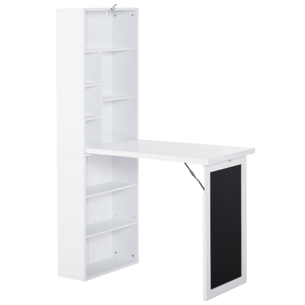 easycomfort easycomfort scrivania pc pieghevole con libreria a 9 ripiani in legno e metallo 98x51x153 cm bianco ean 8054111849425