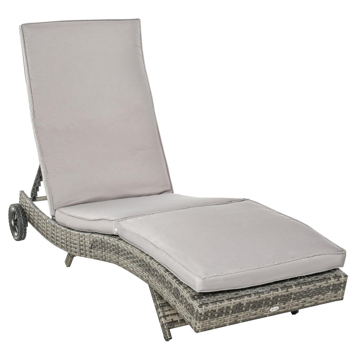 easycomfort easycomfort sdraio da giardino in rattan pe con schienale regolabile e cuscino 207x70x70cm grigio