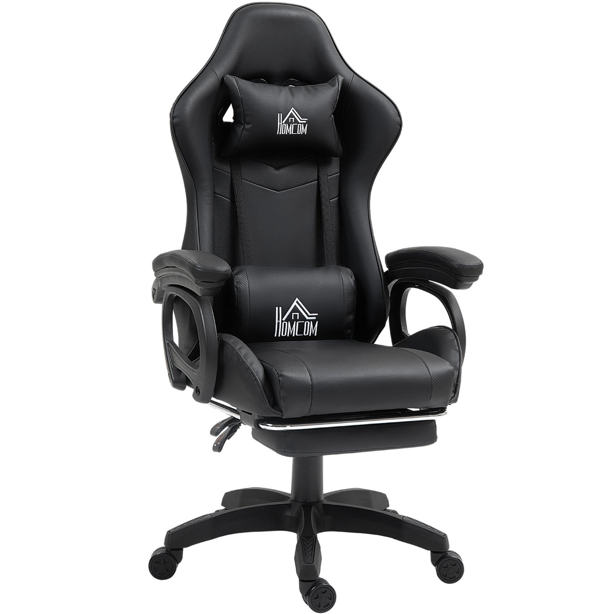 easycomfort easycomfort sedia da gaming reclinabile a 125 e massaggiante in finta pelle con poggiapiedi 65x68x120 128 cm nero