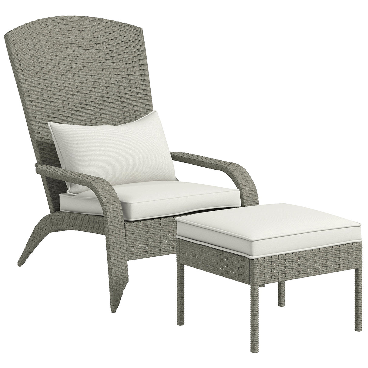 easycomfort easycomfort sedia da giardino con poggiapiedi e cuscini imbottiti in rattan e acciaio 64x82x89 cm grigio e crema