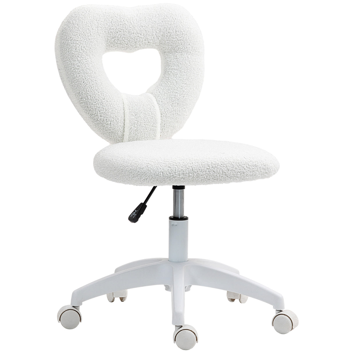 easycomfort easycomfort sedia da ufficio imbottita con schienale a cuore e rotelle in velluto teddy e plastica 45x56x78 88 cm bianco