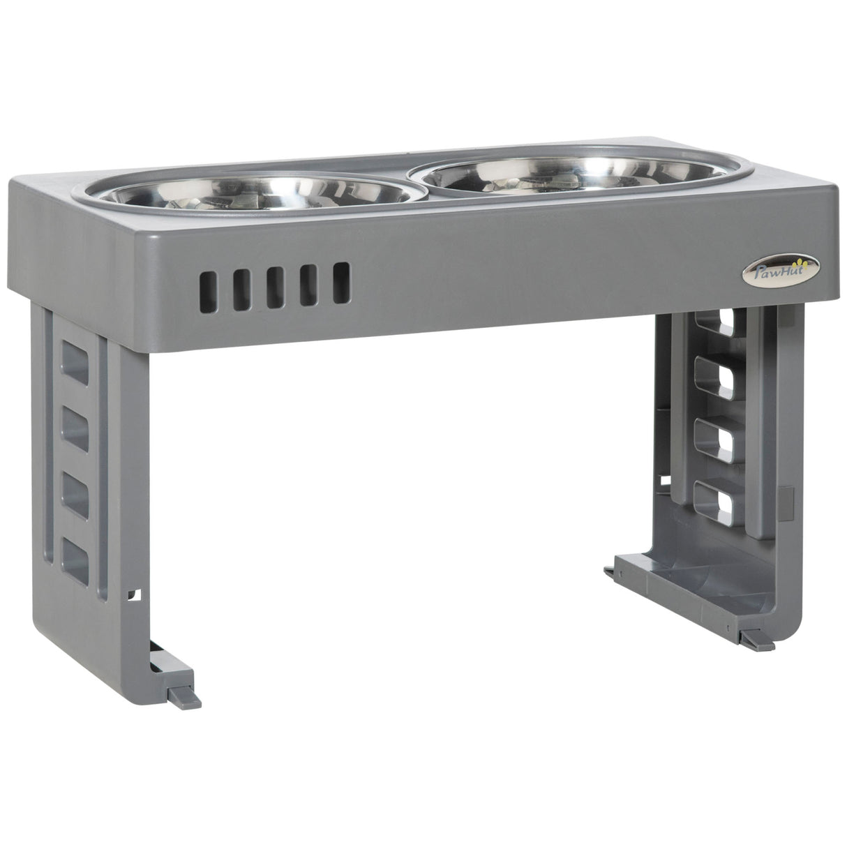 easycomfort easycomfort set 2 ciotole per cani da 1 2l con gambe rimovibili in abs e acciaio 44x27 7x28 cm grigio e argento