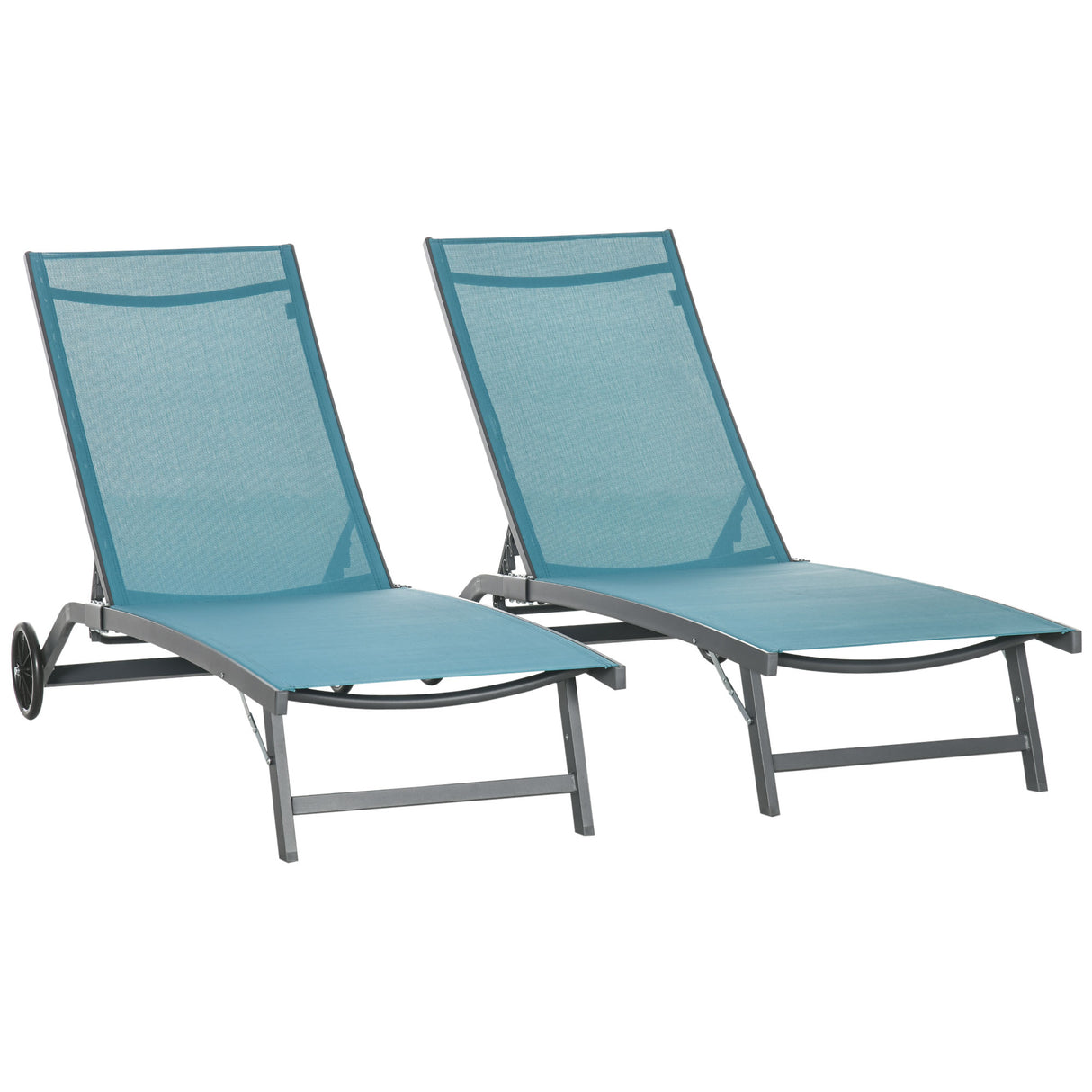 easycomfort easycomfort set 2 lettini sdraio reclinabili in alluminio e tessuto traspirante 66x165x102 cm blu e nero