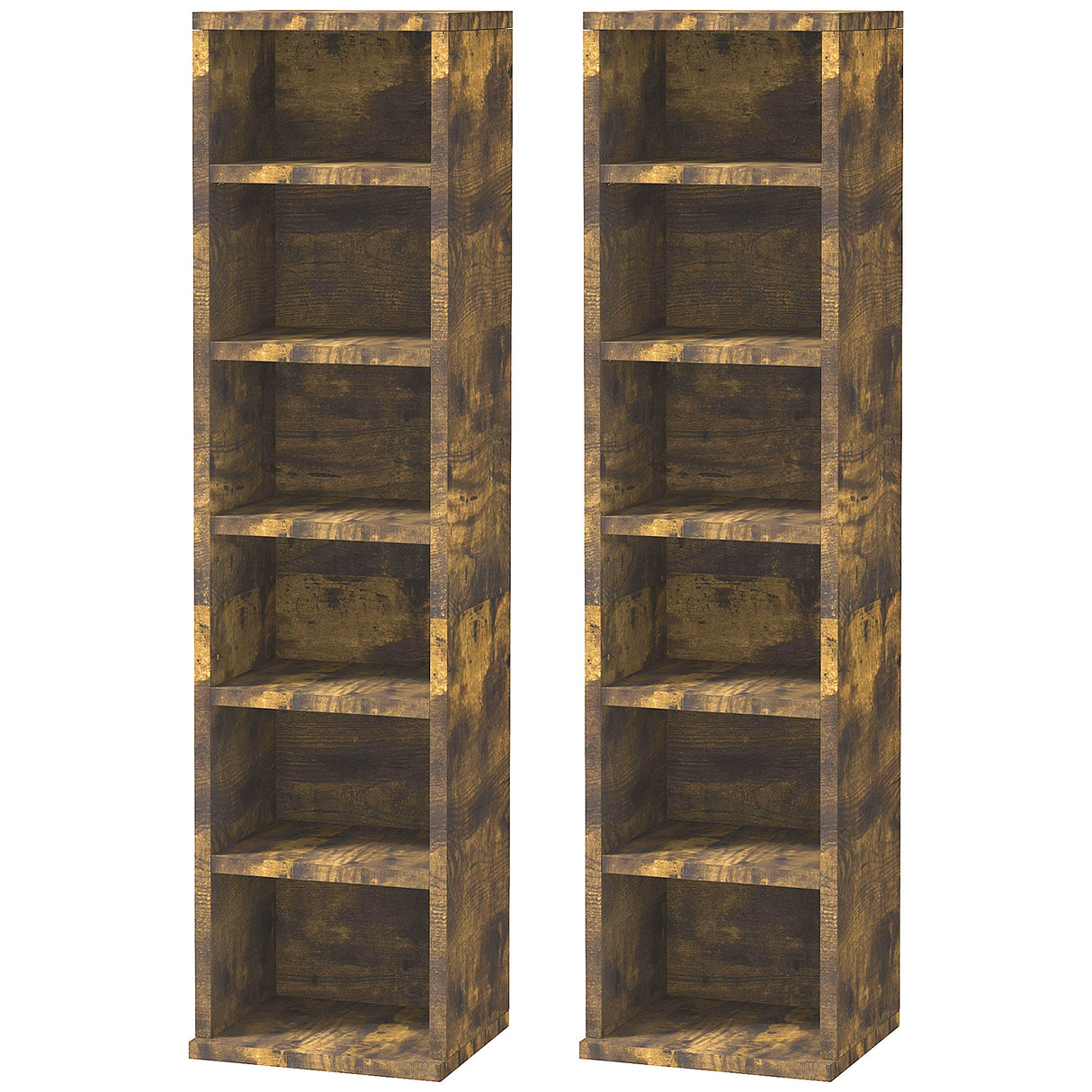 easycomfort easycomfort set 2 librerie scaffale porta cd a 6 ripiani ad altezza regolabile in legno 21x19 2x88 3 cm marrone