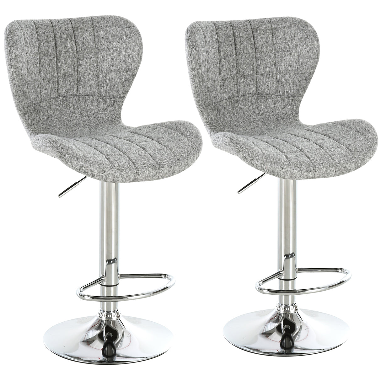 easycomfort easycomfort set 2 sgabelli da bar girevoli con altezza regolabile poggiapiedi e schienale in tessuto grigio