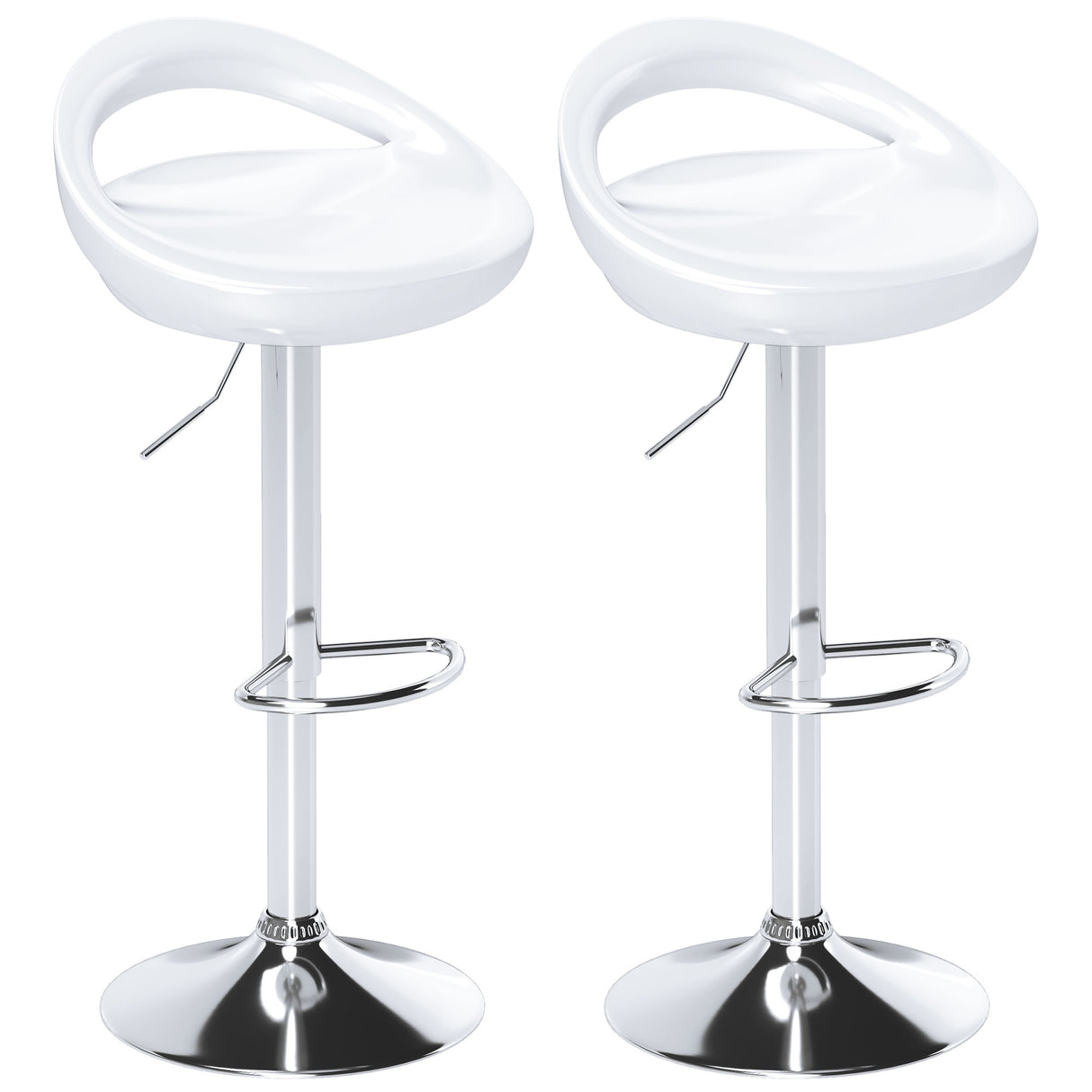 easycomfort easycomfort set 2 sgabelli da bar girevoli con poggiapiedi altezza regolabile base in acciaio seduta in abs bianco