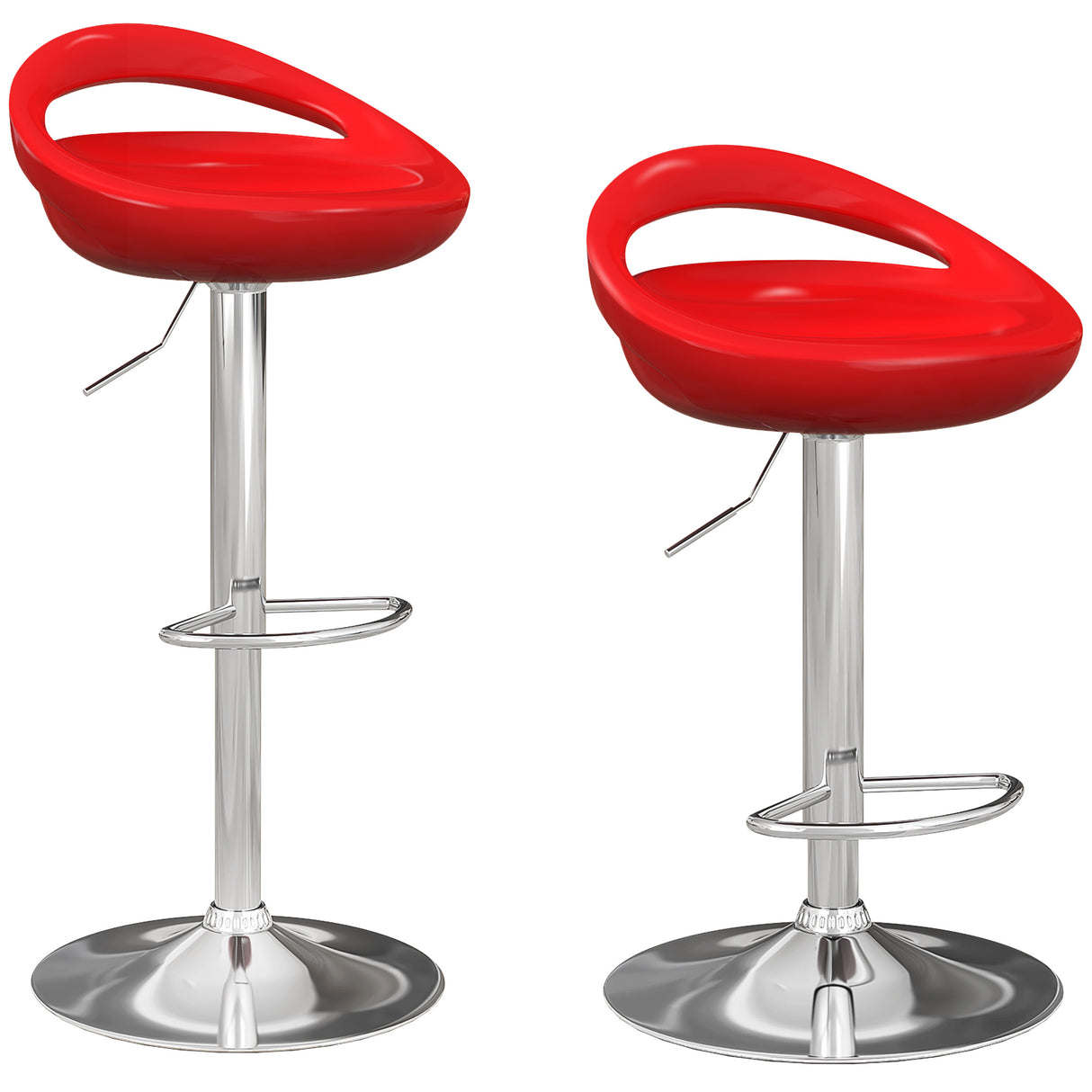 easycomfort easycomfort set 2 sgabelli da bar girevoli con poggiapiedi altezza regolabile base in acciaio seduta in abs rosso
