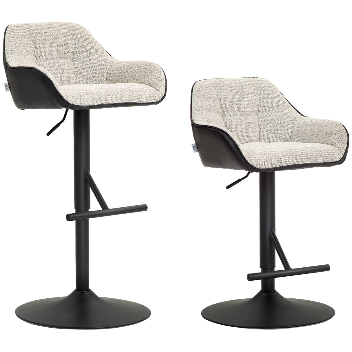 easycomfort easycomfort set 2 sgabelli imbottiti ad altezza regolabile con schienale e braccioli 52 5x53x86 5 108 cm nero grigio chiaro