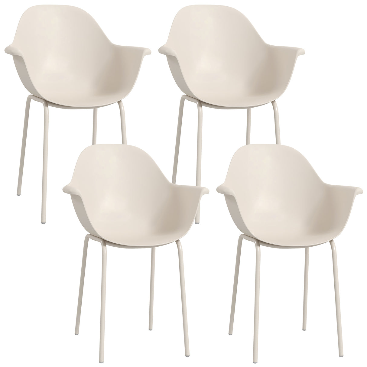 easycomfort easycomfort set 4 sedie in plastica con piedini antiscivolo 59x55x84 cm grigio