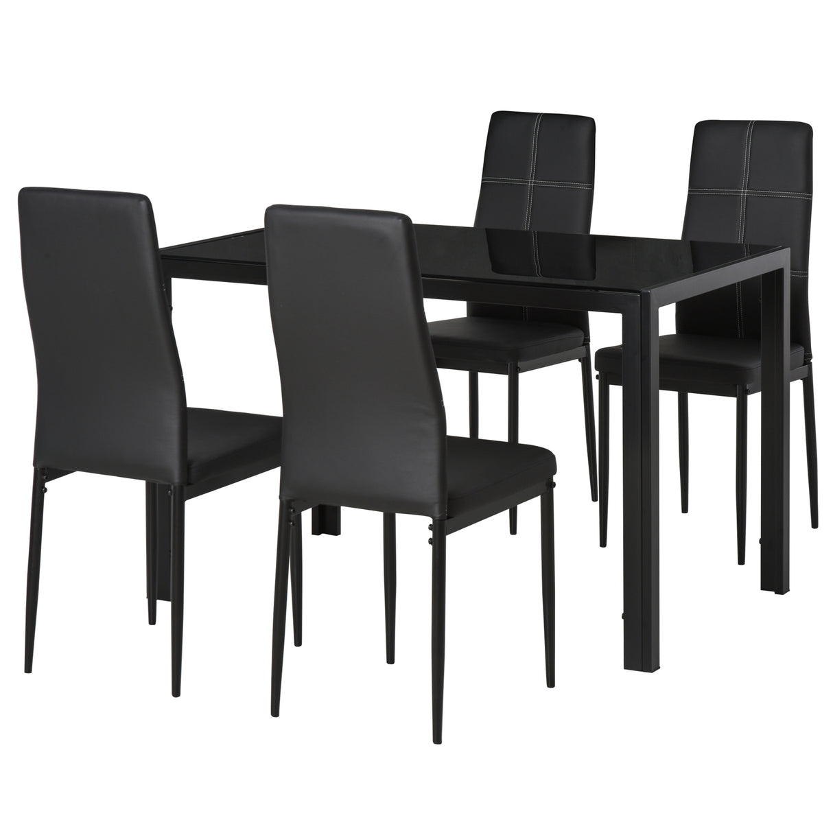 easycomfort easycomfort set 5 pezzi con 1 tavolo e 4 sedie per cucina o sala da pranzo in finta pelle metallo e vetro temperato nero
