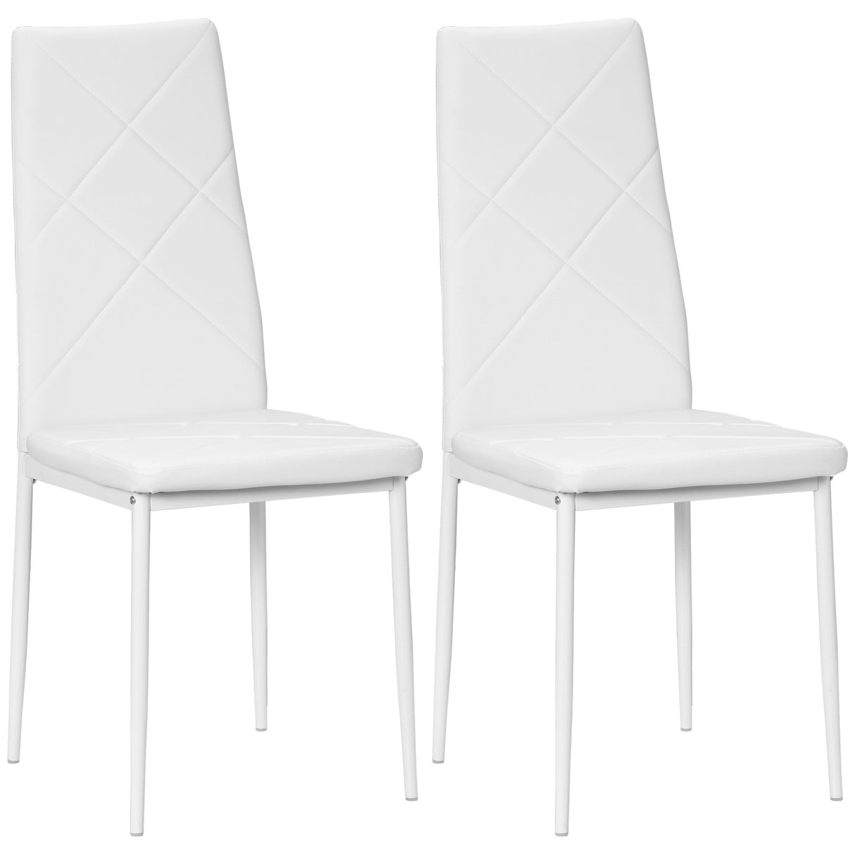 easycomfort easycomfort set di 2 sedie da pranzo moderne con schienale alto in finta pelle e acciaio 41x50x97 cm bianco
