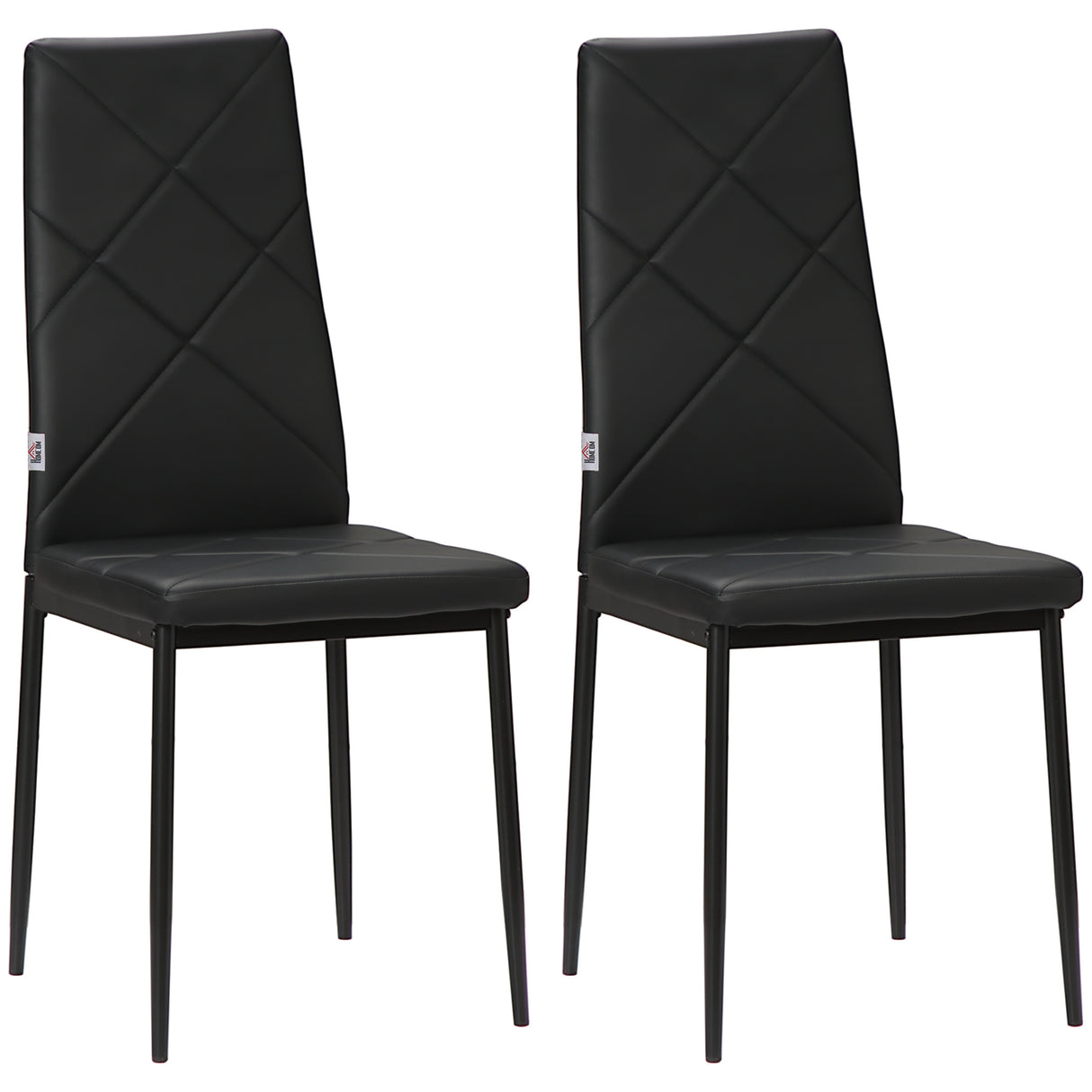 easycomfort easycomfort set di 2 sedie da pranzo moderne con schienale alto in finta pelle e acciaio 41x50x97 cm nero