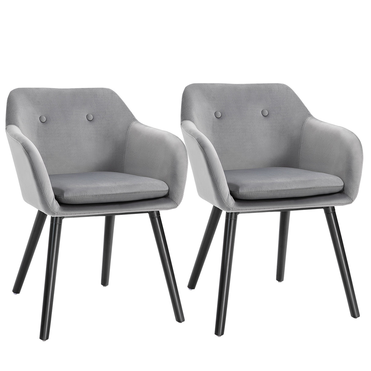 easycomfort easycomfort set di 2 sedie per sala da pranzo con braccioli imbottite e in velluto 54x56x74cm grigio