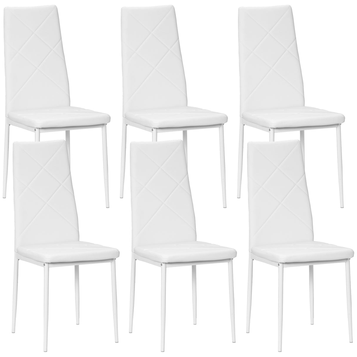 easycomfort easycomfort set di 6 sedie da pranzo moderne con schienale alto in finta pelle e acciaio 41x50x97 cm bianco