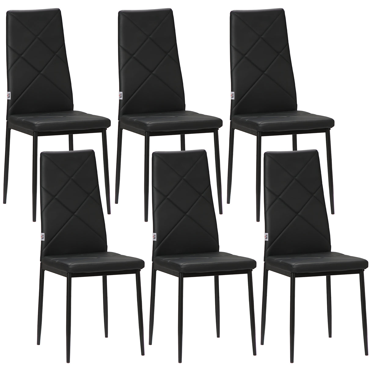 easycomfort easycomfort set di 6 sedie da pranzo moderne con schienale alto in finta pelle e acciaio 41x50x97 cm nero