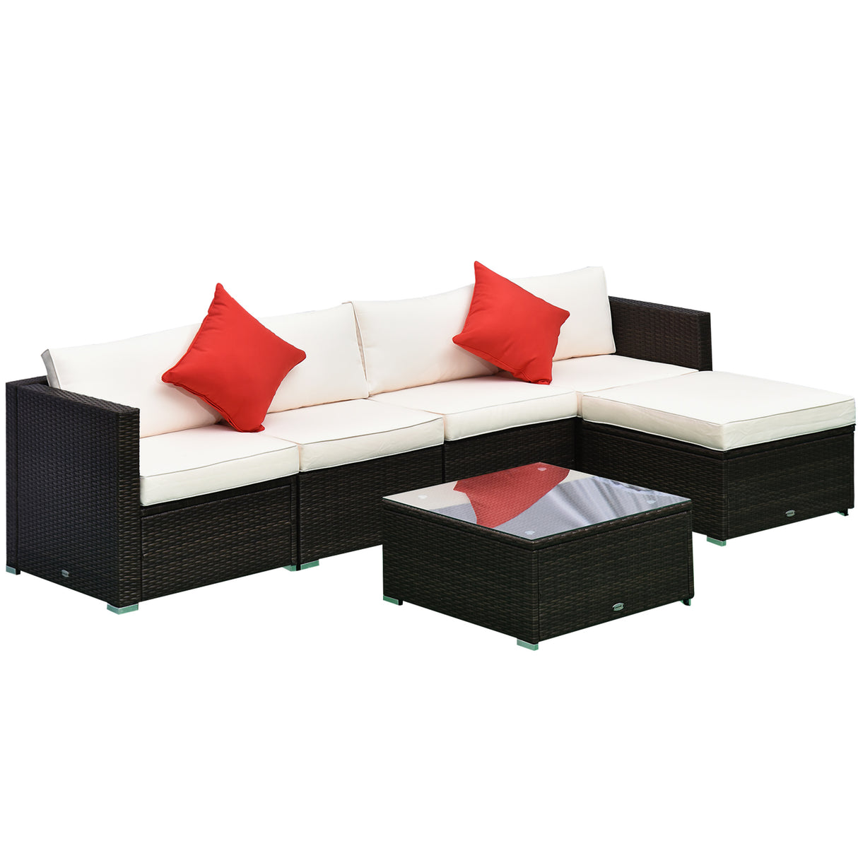 easycomfort easycomfort set mobili da giardino in rattan pe 4 poltrone 1 pouf 1 tavolino in vetro temperato 2 cuscini