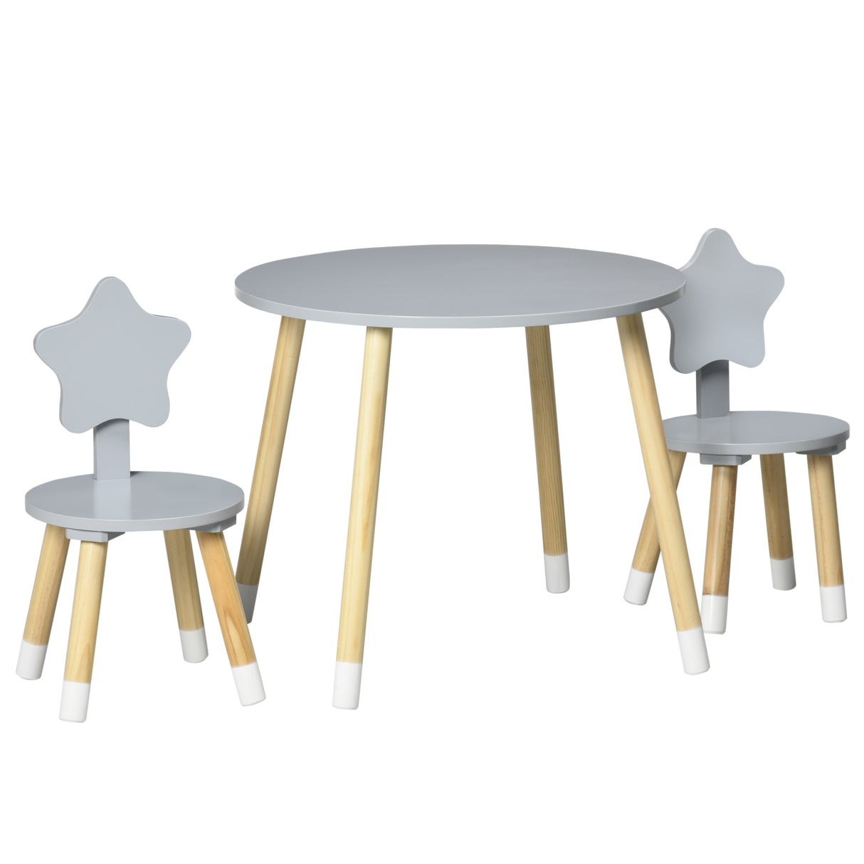 easycomfort easycomfort set tavolo con 2 sedie per bambini in legno eta da 18 mesi a 4 anni grigio