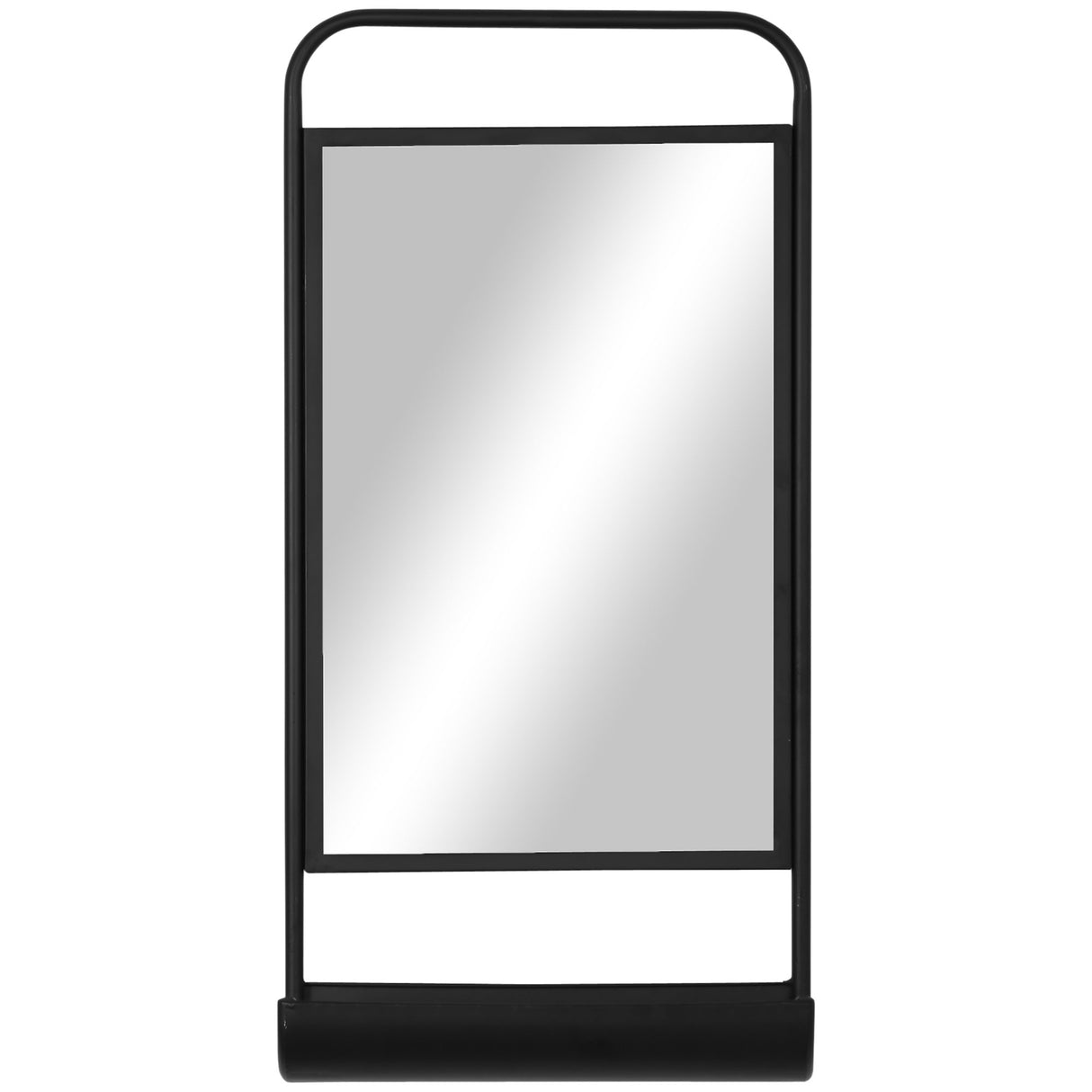 easycomfort easycomfort specchio da parete con mensola inferiore e struttura in metallo 36 2x12x71 7cm nero