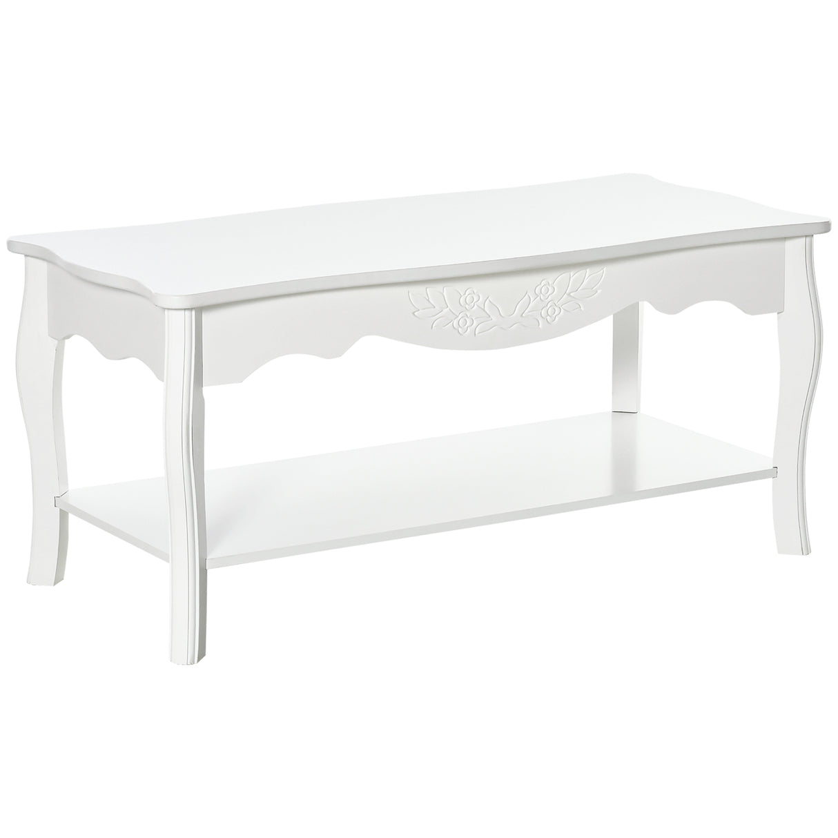 easycomfort easycomfort tavolino da salotto con ampio ripiano portaoggetti inferiore in legno 94x44x43cm bianco ean 8054144137254