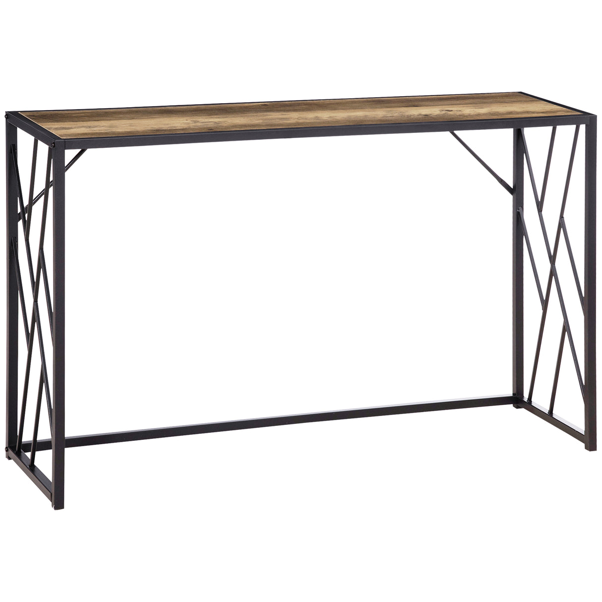 easycomfort easycomfort tavolo consolle da ingresso in stile industriale mobile vintage in acciaio e legno 120x35x75cm marrone