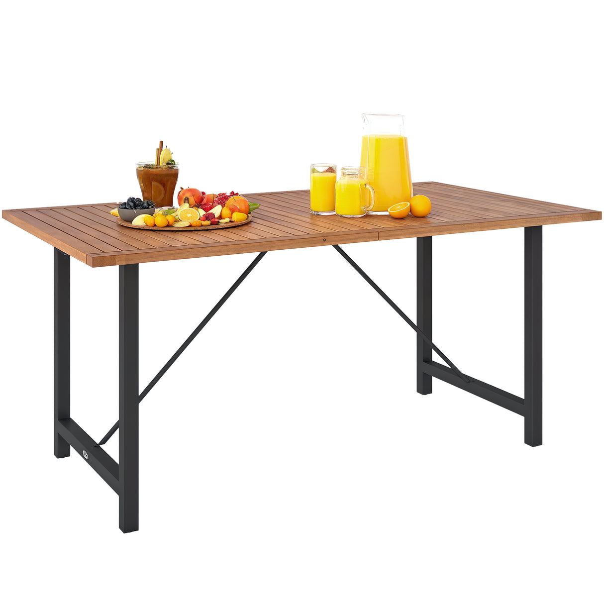 easycomfort easycomfort tavolo da giardino 160x90 cm in legno di acacia e acciaio con piano a doghe teak