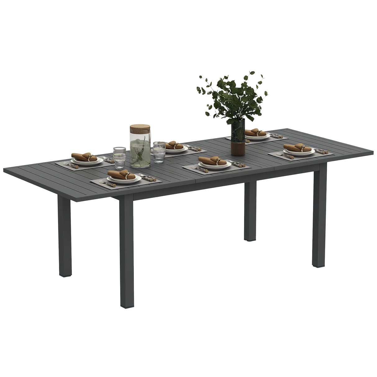 easycomfort easycomfort tavolo da giardino allungabile da 160 220 cm per 6 8 persone rettangolare in alluminio grigio