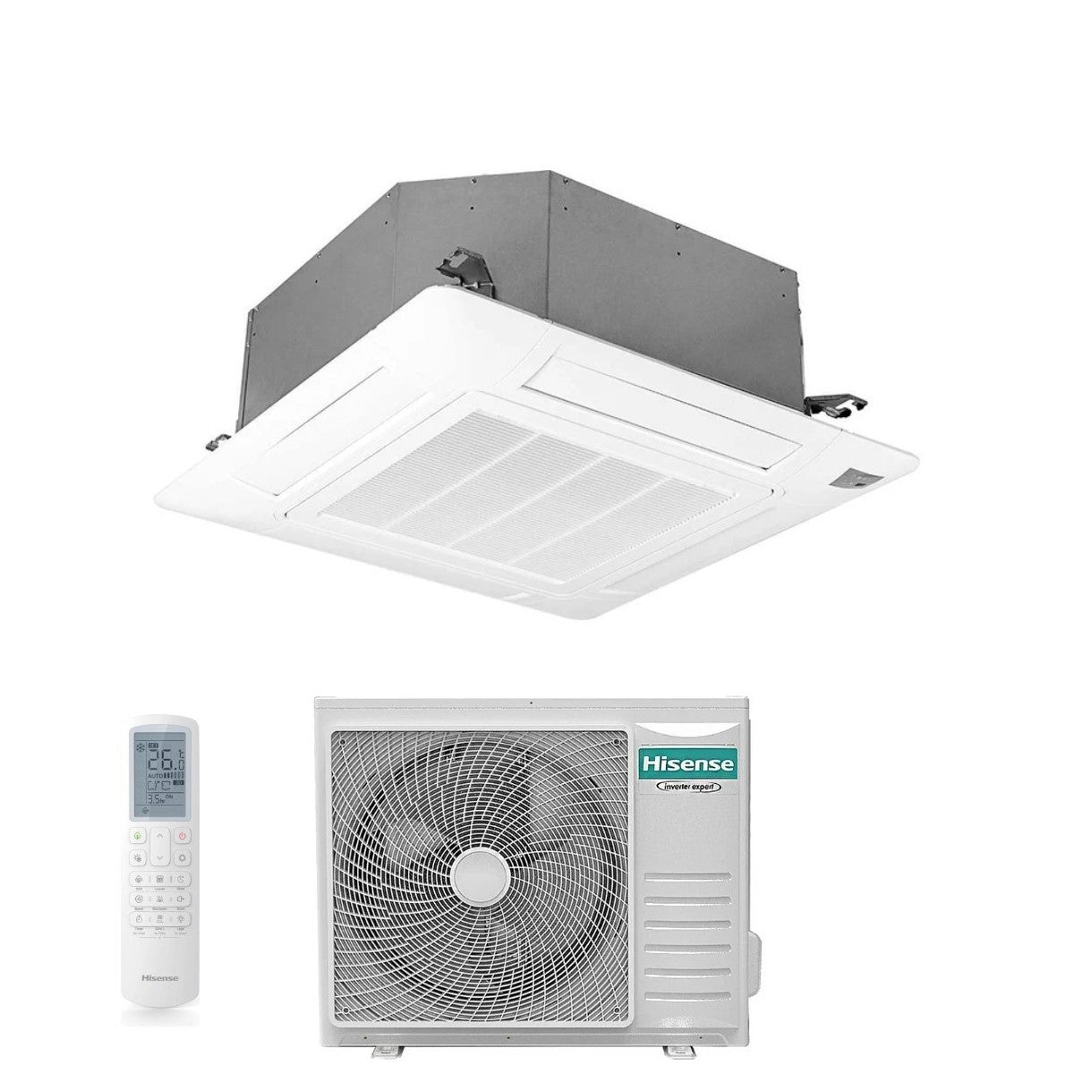 hisense condizionatore a cassetta hisense turbo 36000 btu auc105ur4rkc8 auw105u4rw8 r 32 wi fi optional con telecomando e pannello incluso